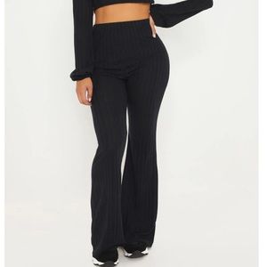 PrettyLittleThing Petite Black Flared Pants